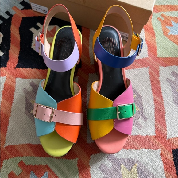 Charlotte Stone Raf Platform Sandals in Solimar Multicolor Size 8 - Picture 4 of 10